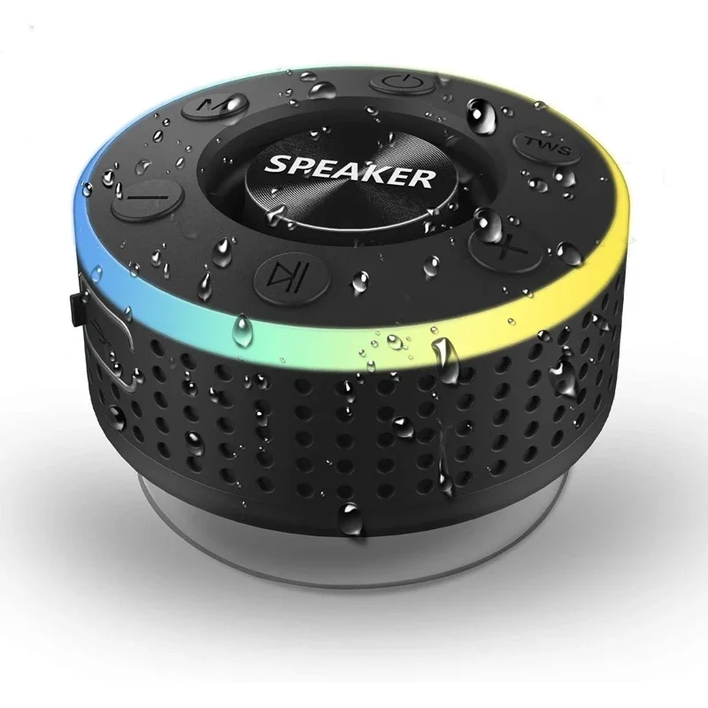 Mini Bluetooth Speaker IPX7 Waterproof Bathroom Music Speaker Suction Cup Handsfree Shower Music Palyer Bass Sound Box FM Radio