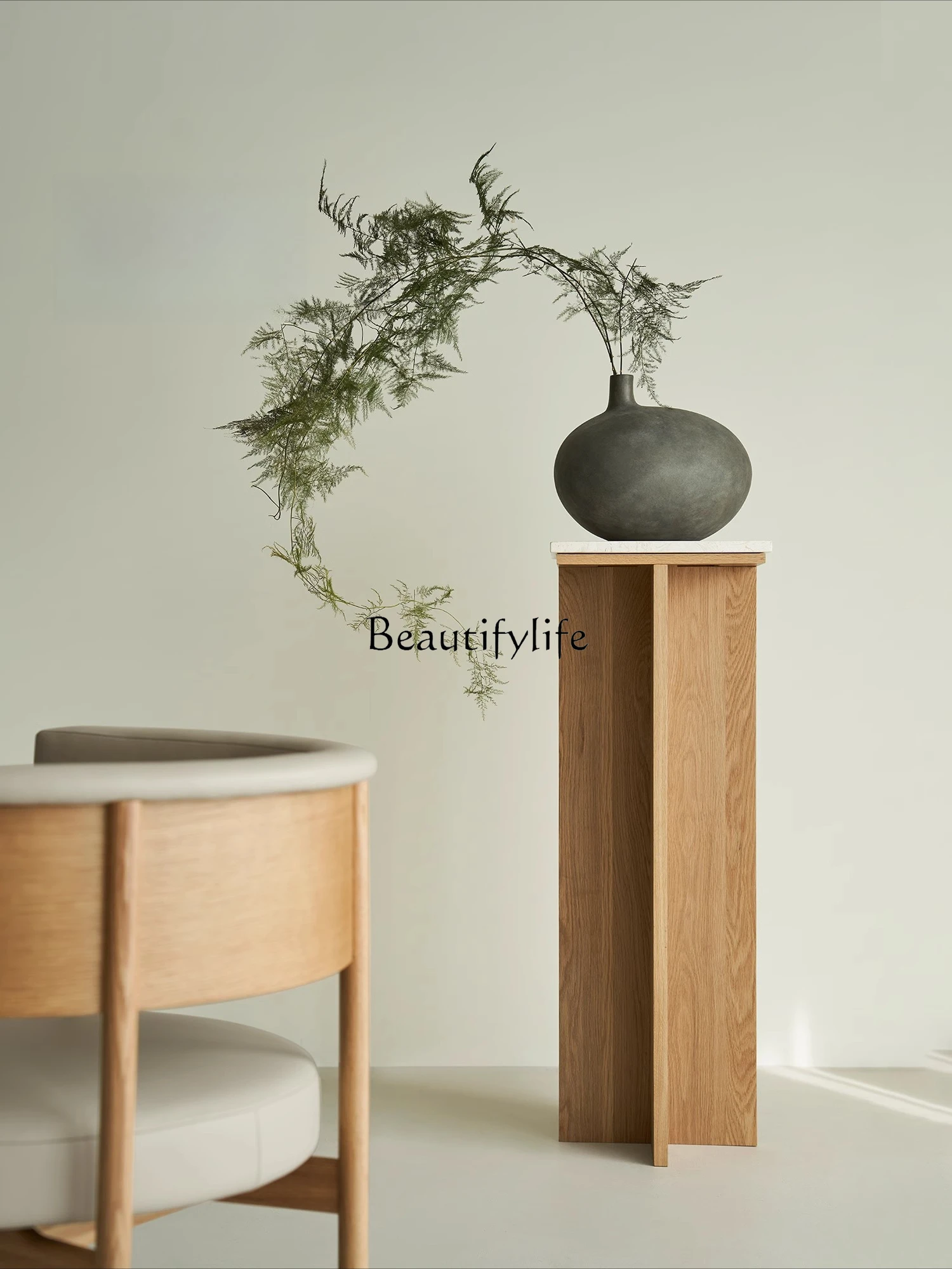 

Solid wood modern simple log color oak shelf home art decoration shelf