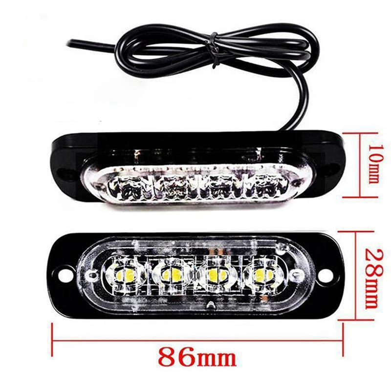 12-24V 12W 4LED Yellow Side Lights Car Warning Fog Lights Fault Emergency Lights Signal Lights LED Side Lights