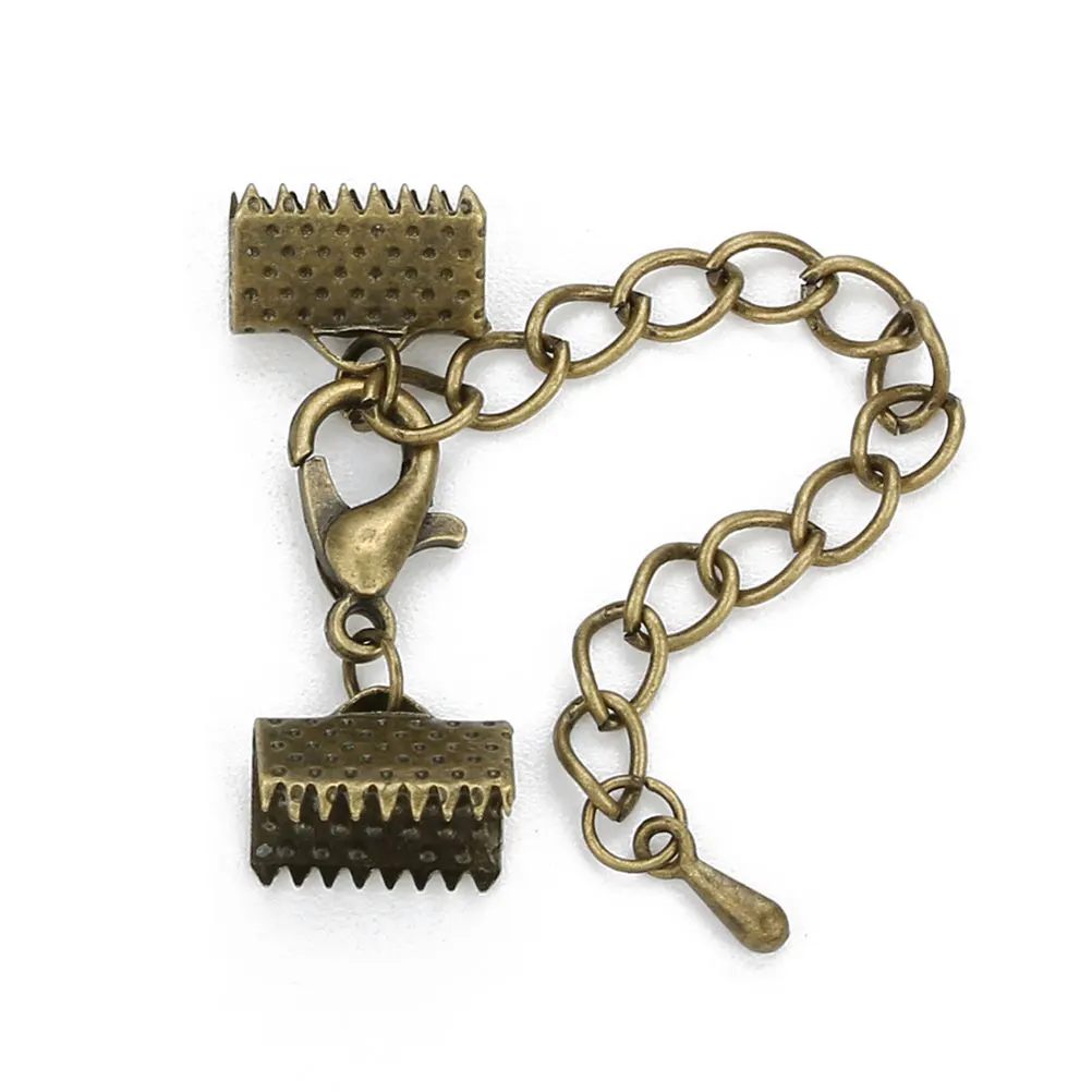 

10 Pcs Crimps Clasps Gilded Fastener Clasps Rope Ends Jewelry Making Accessories Charm Buckle Plated Textured
