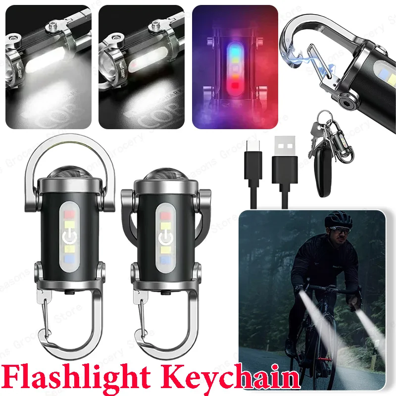 

1-20Pcs COB LED Flashlight Keychain USB Rechargeable Powerful Waterproof Portable Camping Lantern for Camping Walking Hanging