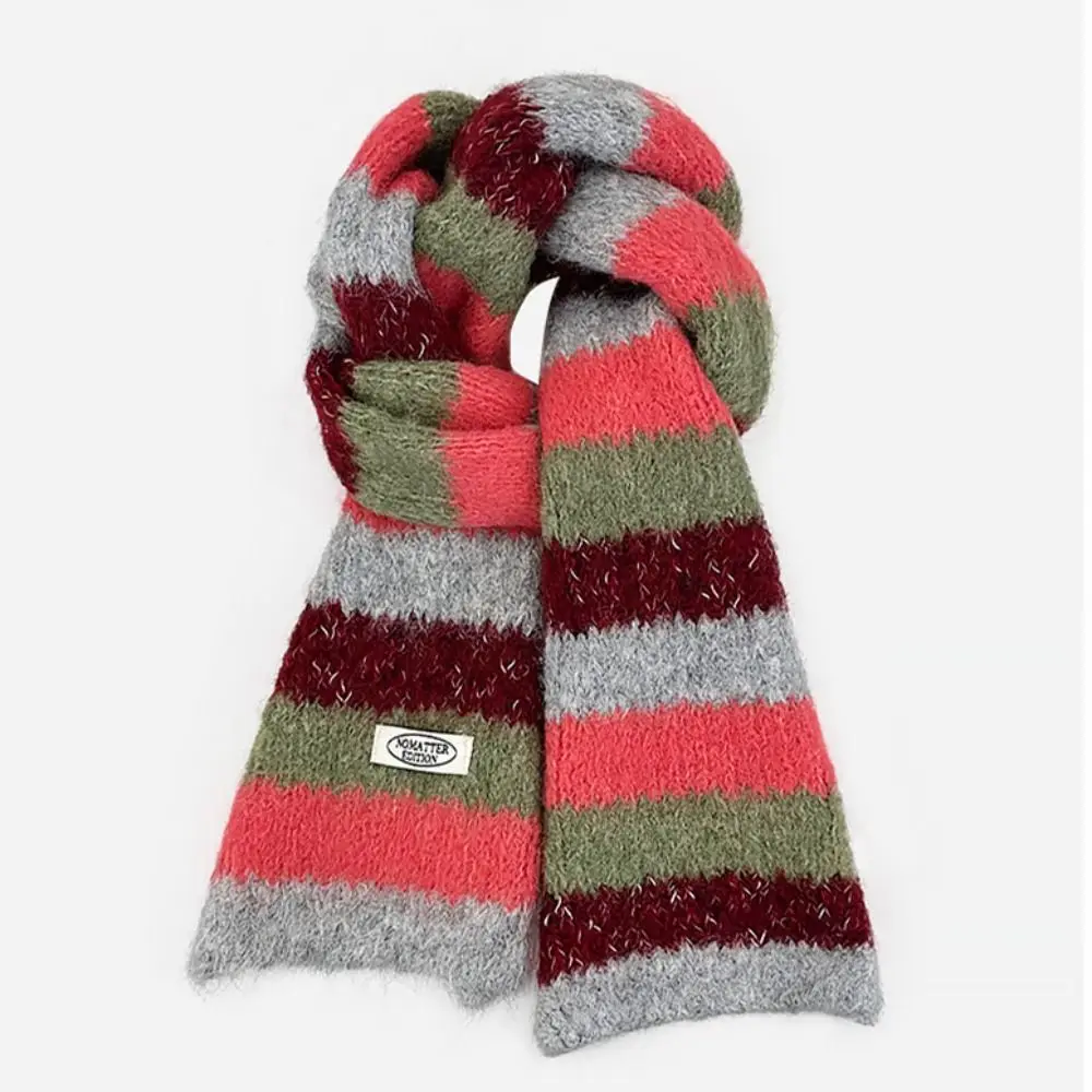 우아한 프레피 스타일 체크 울 스카프 긴 두꺼운 스트라이프 스카프 한국 스타일 겨울 캐시미어 스카프 가을 겨울용