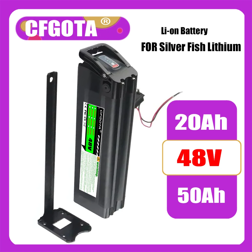 48V electric scooter 20AH-50AH Silver Fish lithium battery, bottom discharge 4-pin, built-in BMS protection, 2000W