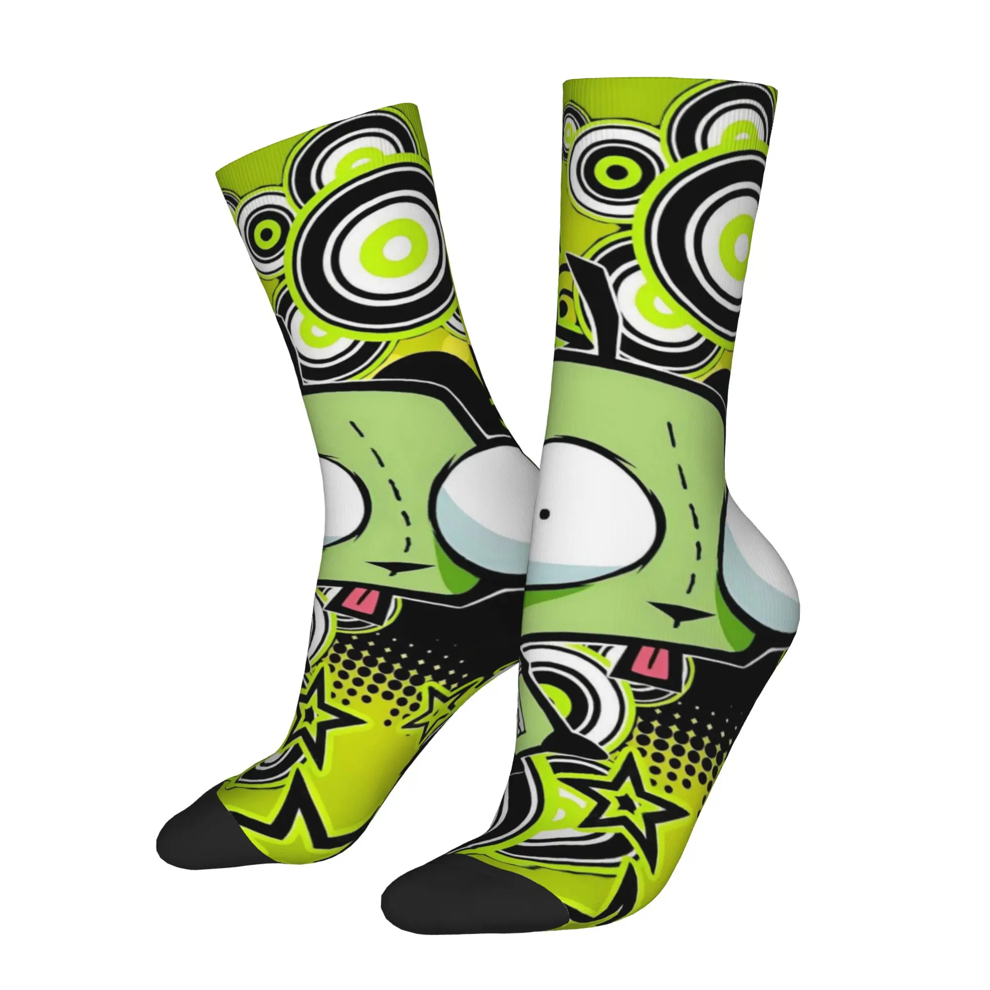 Invader Zim Cartoon Socks Men's Women's Polyester Casual  Socks Hip Hop Spring Summer Autumn Winter Middle Tube Socks Gift