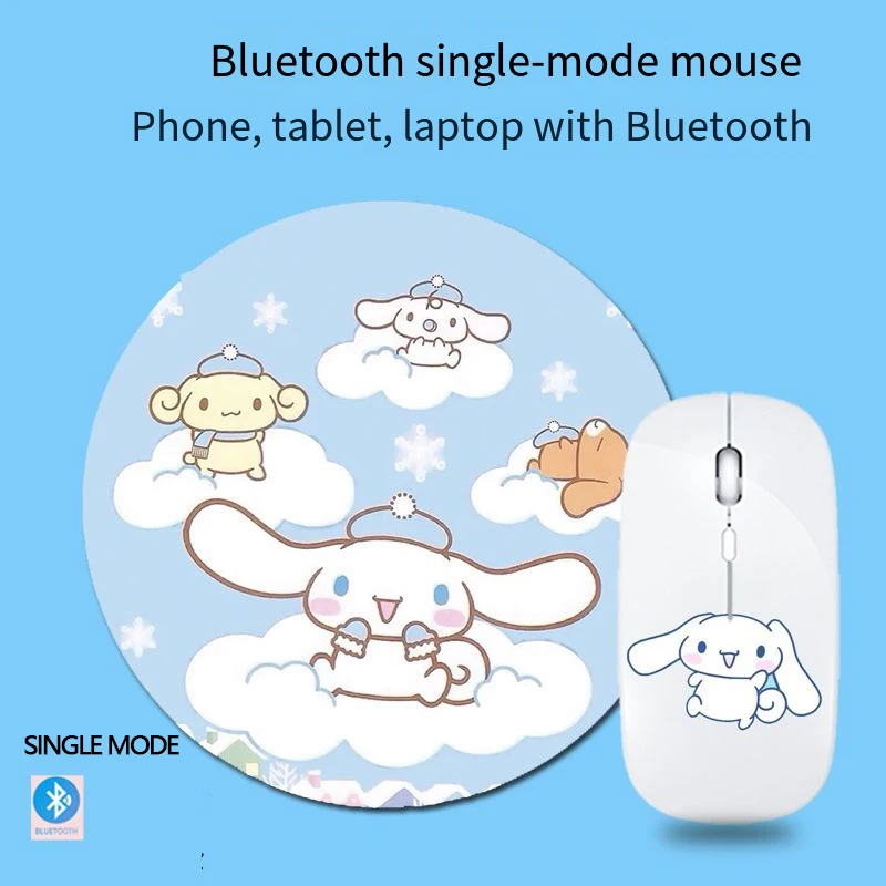 Sanrio Cinnamoroll Hello Kitty Kuromi Mouse Set Painted Mouse Pad Dual Mode Durable Mute Version Game Mouse Christmas Boy Gift