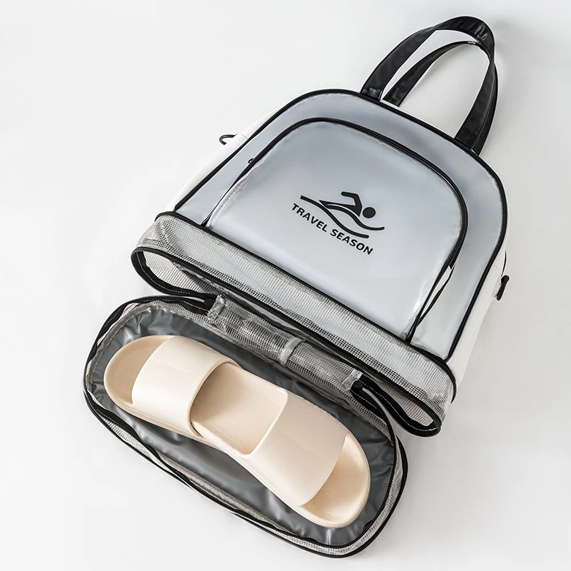 Shoe compartment expansion, waterproof, dry and wet separation, crossbody shoulder bag for travel, swim, portable storage bag