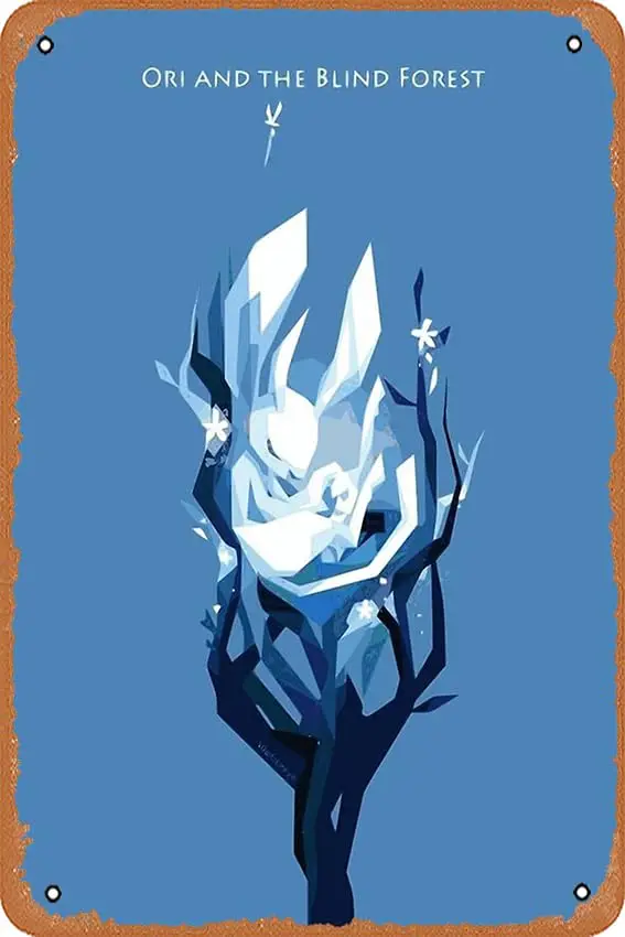 Letrero decorativo de pared - Ori Sleeping - Ori and The Will of Wisps - in The Blind Forest - Letrero metálico de aspecto vintage de 8x12 pulgadas