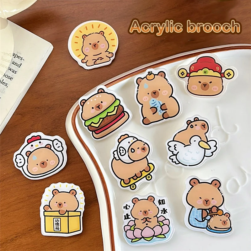 Lovely Creative Capybara Brooch Cartoon Acrylic Badge Fashion Clothes Bag Jewelry Pin Badges Decoration Accessories Small Gifts