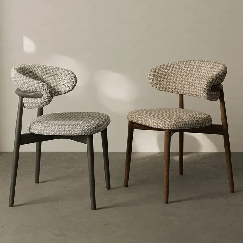 ee-Home Solid Wood Comfortable Back Dining Chairs Nordic Living Room Creative Leisure Chair Coffee Shop Hotel Negotiation Chairs