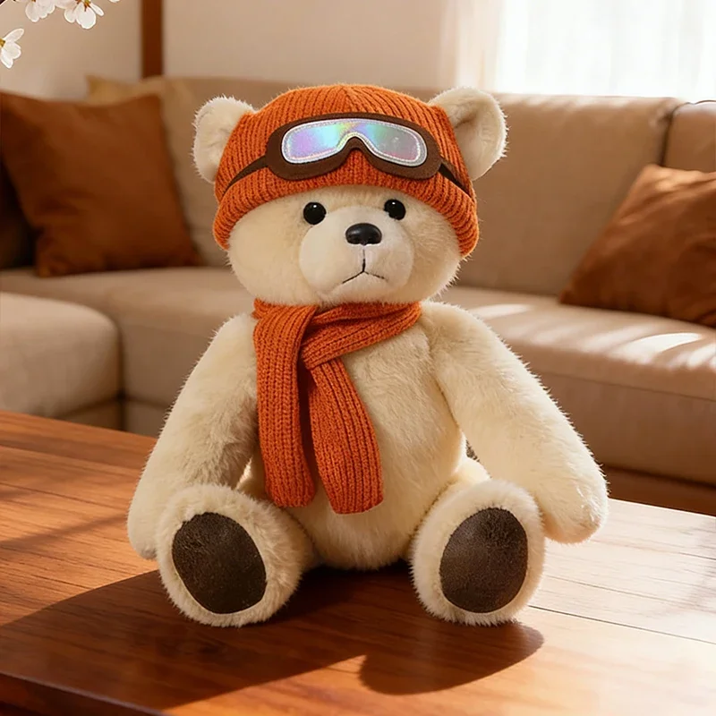 Kawaii Cute Bear Plush Toys 45/60cm Stuffed Animal Dolls with Wind Hood Soft Hugging Pillow Ideal Valentine's Gift Children Toys