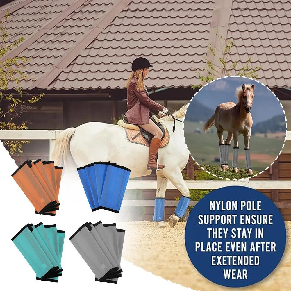 4Pcs Breathable Mesh Horse Leg Guards Prevent Flies And Mosquitoes From Biting Boots Protect Horse Legs And Pack Breeches