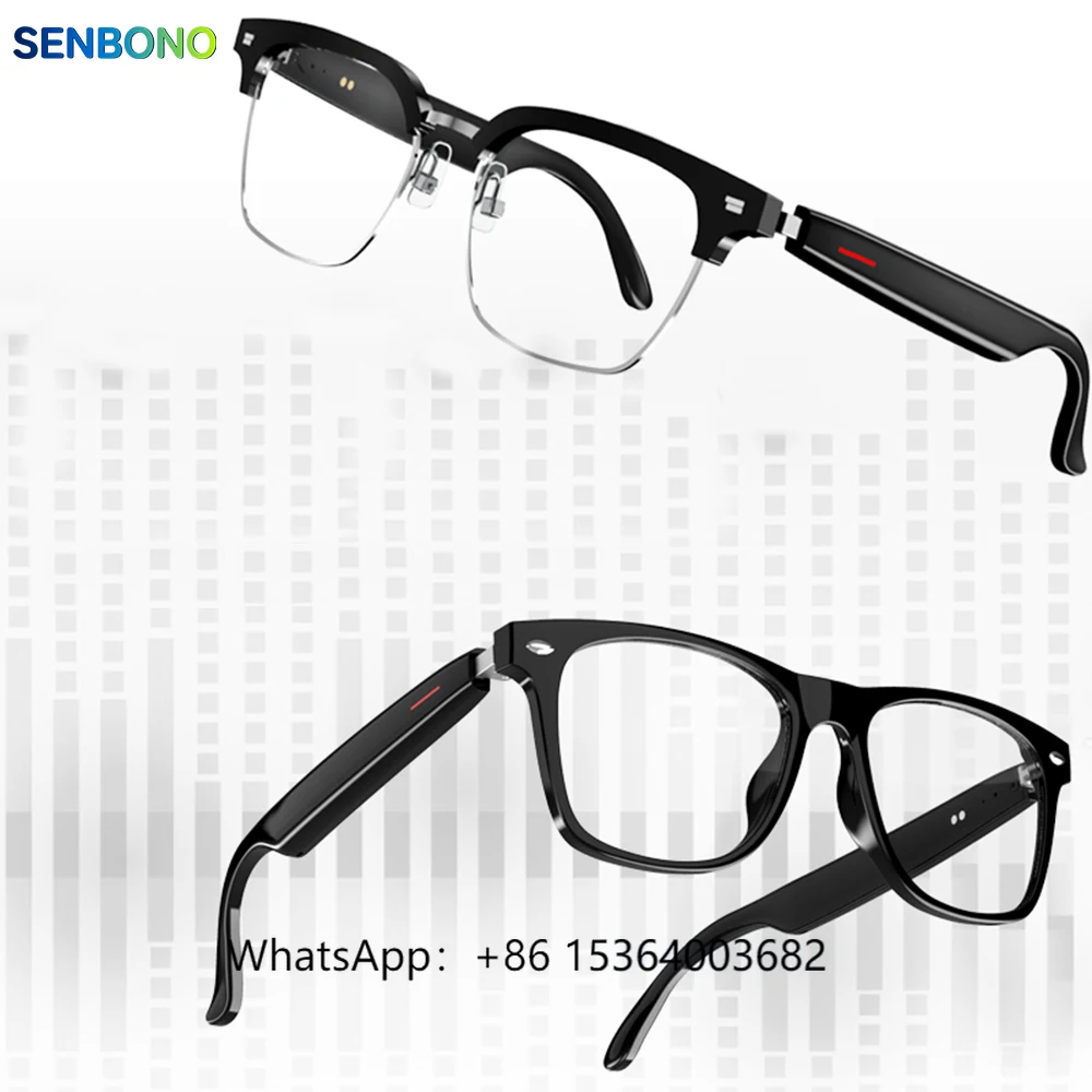 

TJXL-SENBONO E13 Smart Glasses Wireless Outdoor Smart Sport BT 5.0 Sunglasses Hands-Free Call Music Headphone Anti-Blue Eyeglass