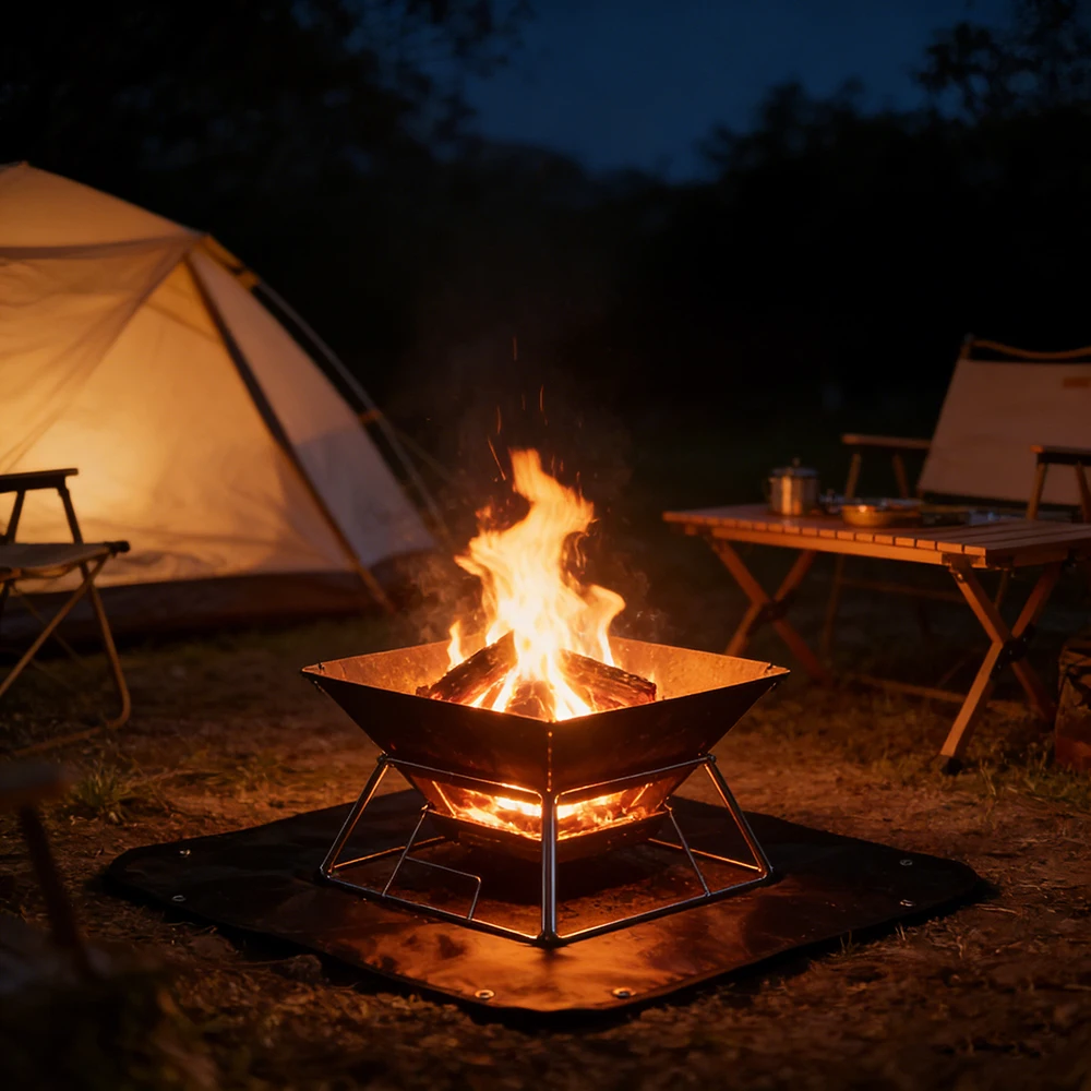 3D Feuerfeste Silikonmatte Campingkocher Lagerfeuer Hitzebeständige Picknick-Feuerholzmatte Flammhemmende Bodenschutzunterlage – Detail 6