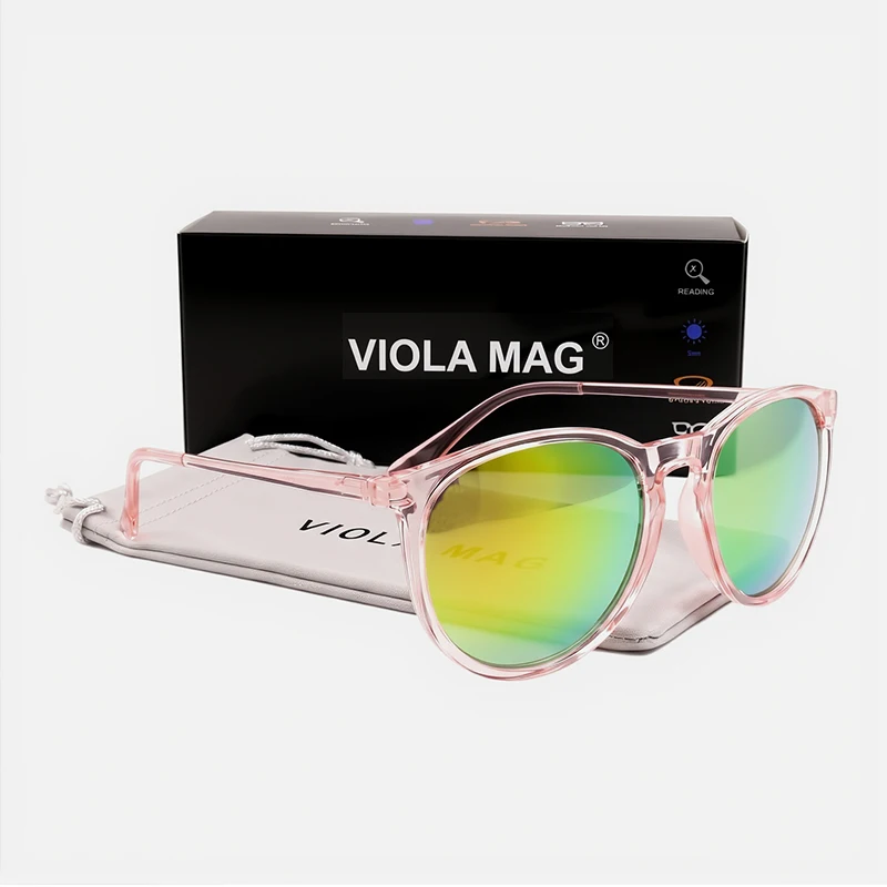 VIOLA MAG Classic Retro Round Sunglasses, Unisex Simple Casual Full Frame, Ideal for Travel, Parties, and Fashion, Includes Bran