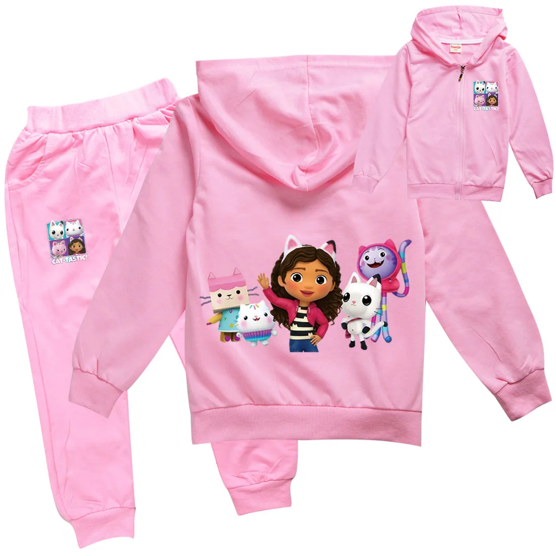 

New Gabby Dollhouse Clothes Kids Gabby Chat Jumper Baby Girls Hooded Zipper Jacket Pants 2pcs Sets Teen Boys Cartoon Tracksuits