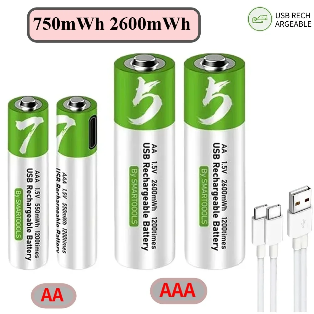 

1.5V AA+AAA Tybe-c Suitable for Alarm Clock, Bluetooth Speaker, Mouse, Spray, Children's Toys, 750MAH 2600MAH Battery