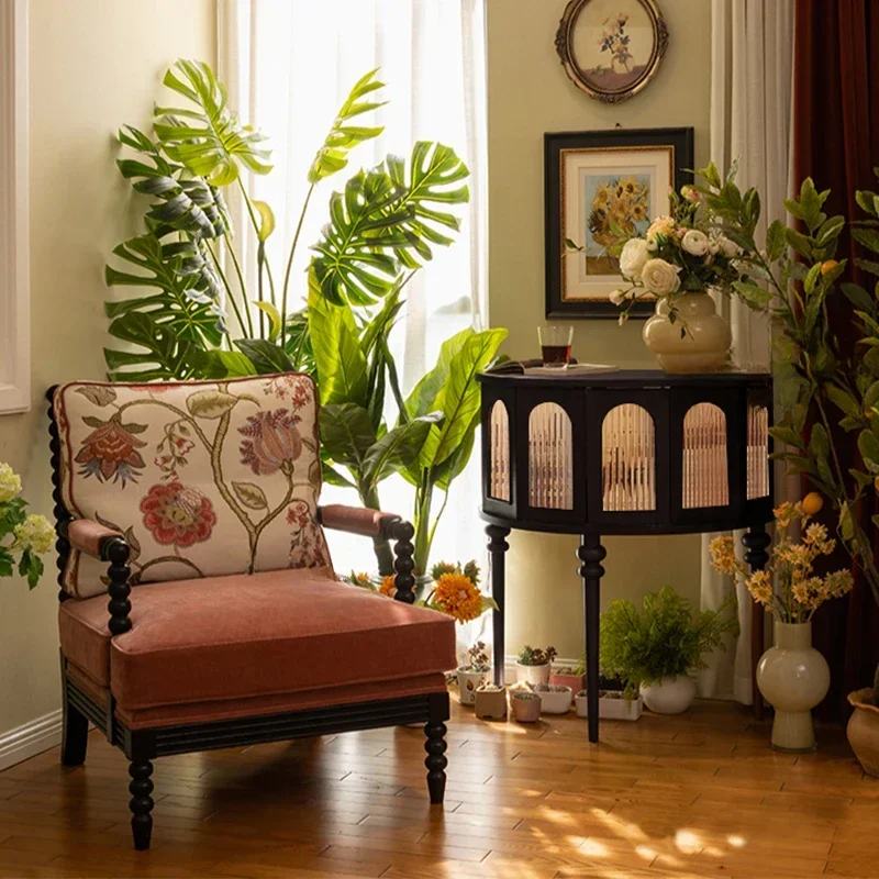 Retro semicircular entrance cabinet entry living room against the wall medieval shelf