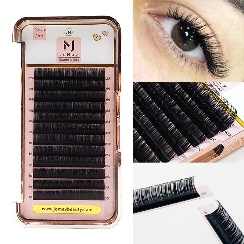 Jomay Eyelash Extension 12Rows 0.03-0.25mm Faux Russian Lash Individual Maquiagem Cilios For Professionals Soft Natural