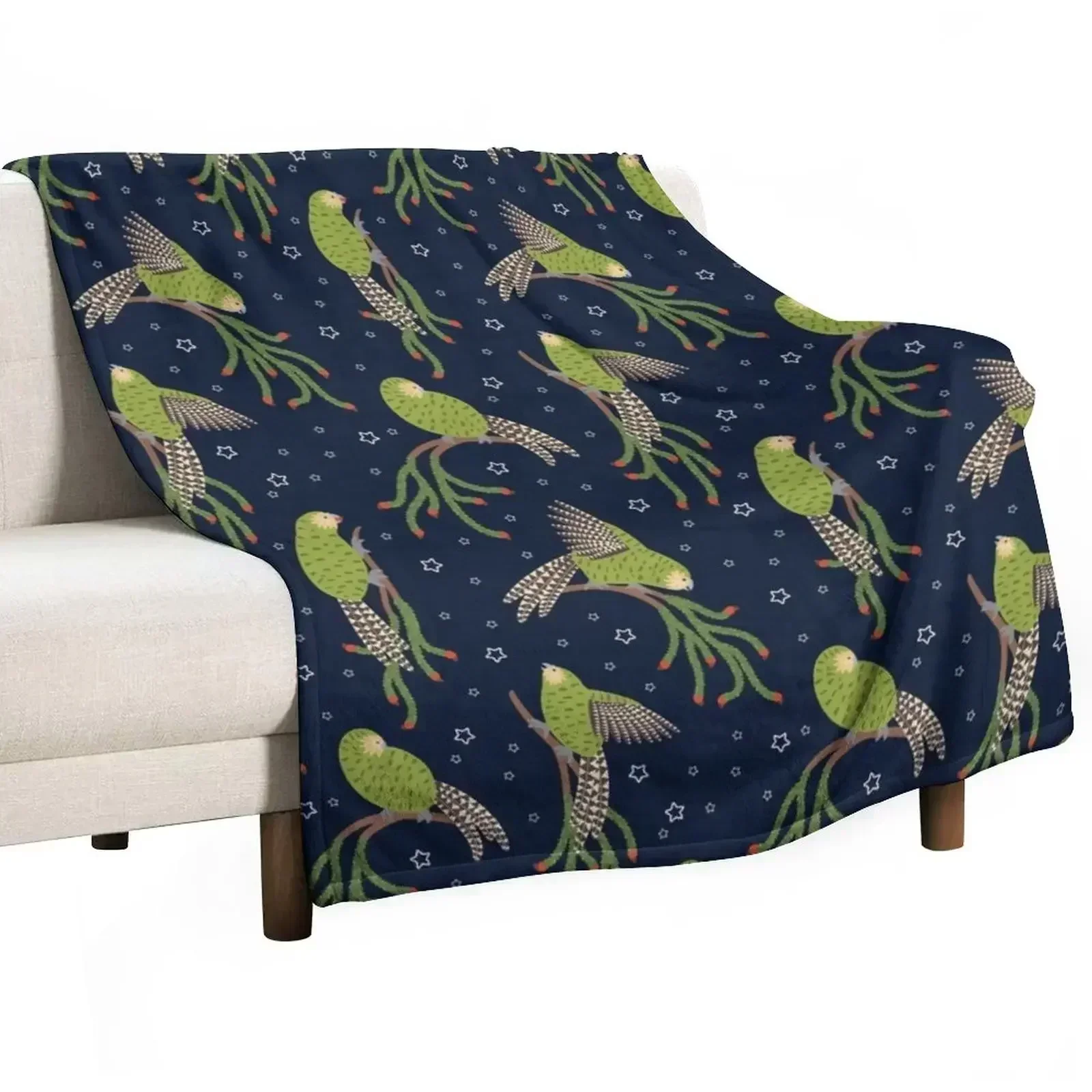 

Kakapo and Rimu Throw Blanket Soft Warm Blanket Gift for Grandparents
