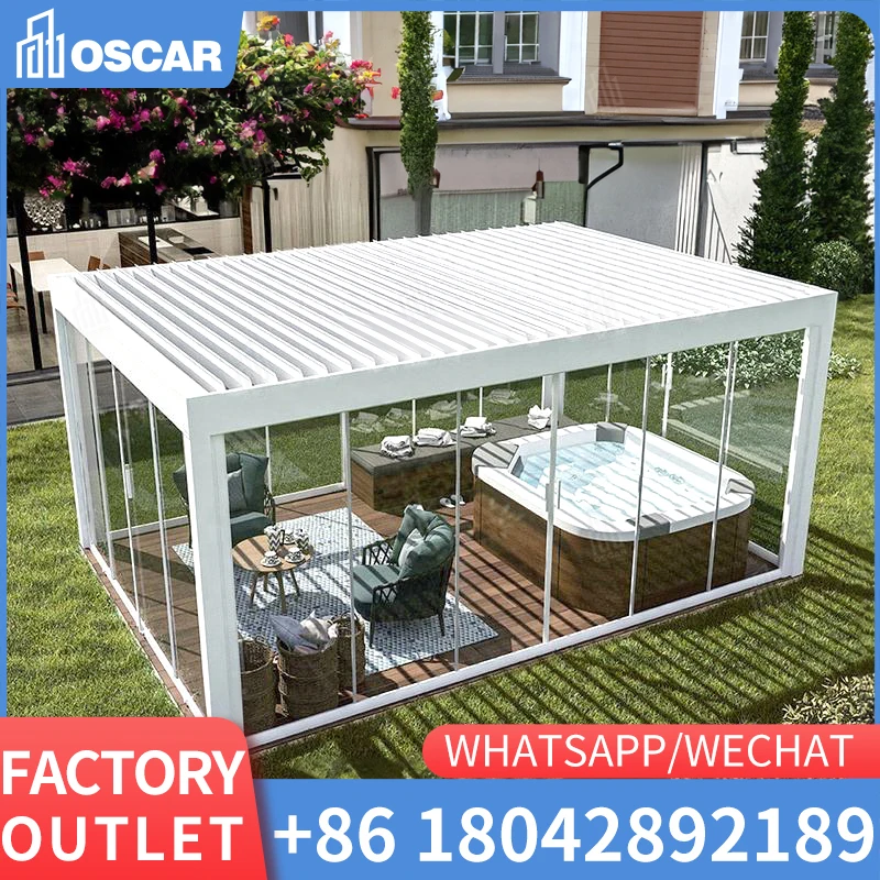 

waterproof louver motorized bioclimatic garden electric automatic remote control gazebo pergola aluminium outdoor