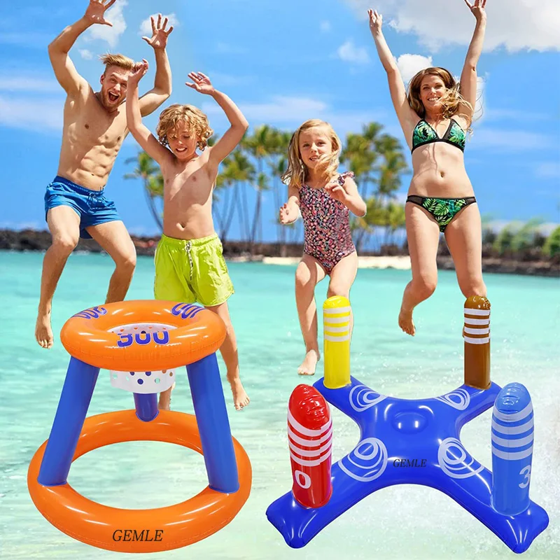 Jogos de brinquedos de piscina para crianças, Basquete, Inflável Cross Ring Toss Game, Cactus Ring Toss Game