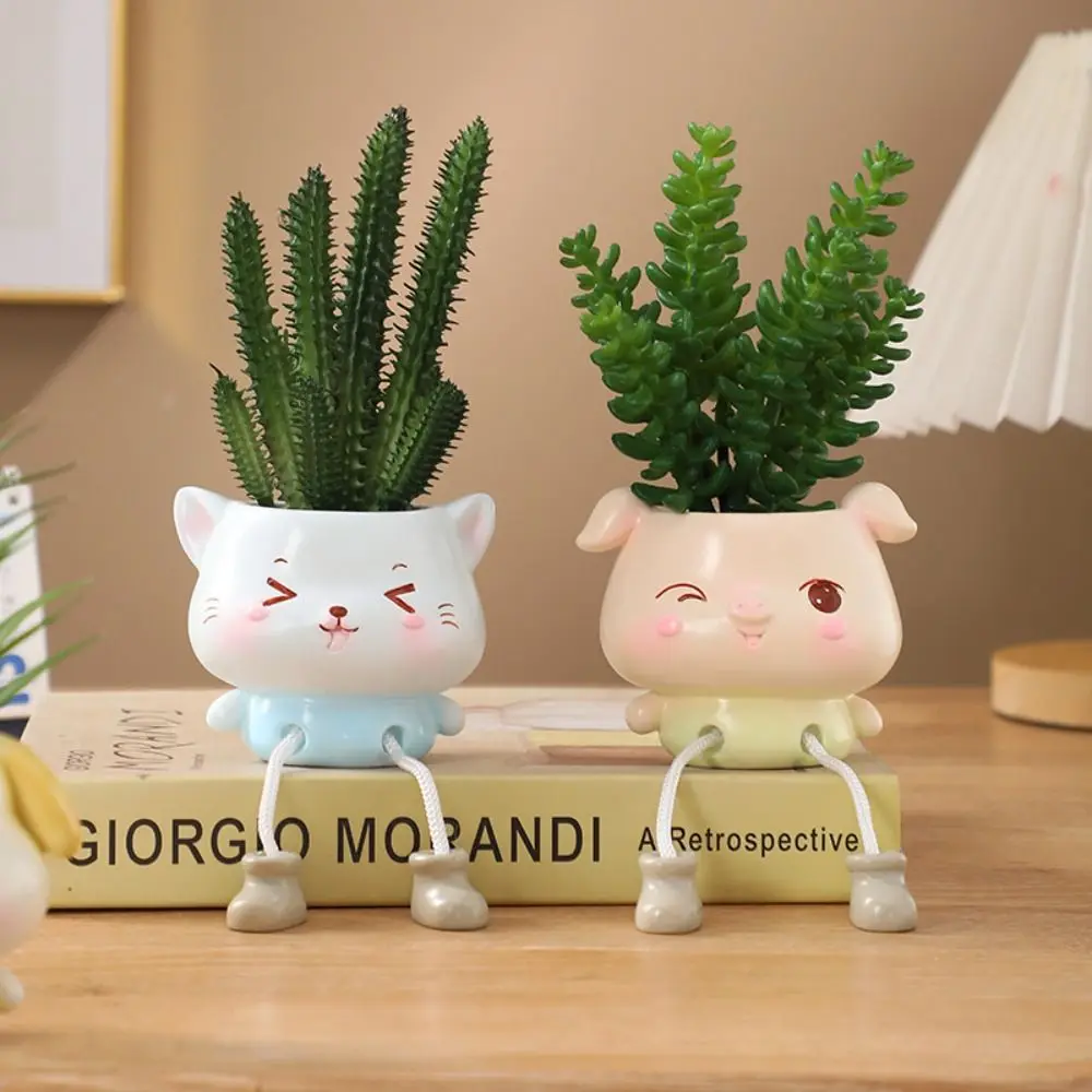 

Creative Cute Animal Hanging Flower Pot Mini Cartoon Succulent Flowerpot Resin Craft Planter Pot For Indoor Outdoor