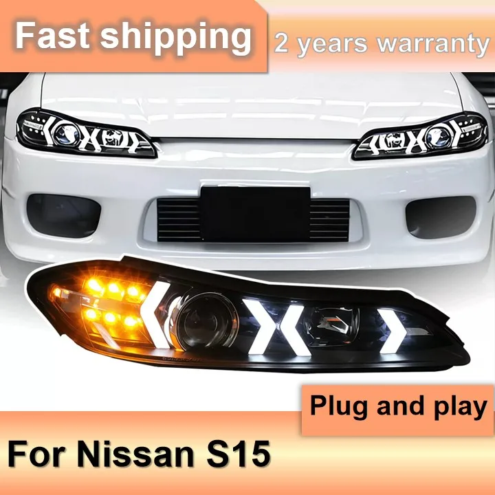 

Автомобильные аксессуары для Nissan S15: Фара 1999-2014, линзованный проектор S15 Silvia с ДХО, указателями поворота, ближним и дальним светом