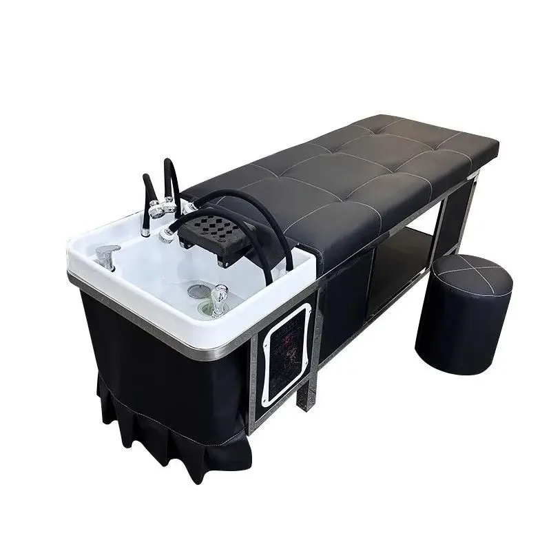 Stainless steel shampoo bed barber shop beauty salon with constant temperature four-head circulation water heater integrated