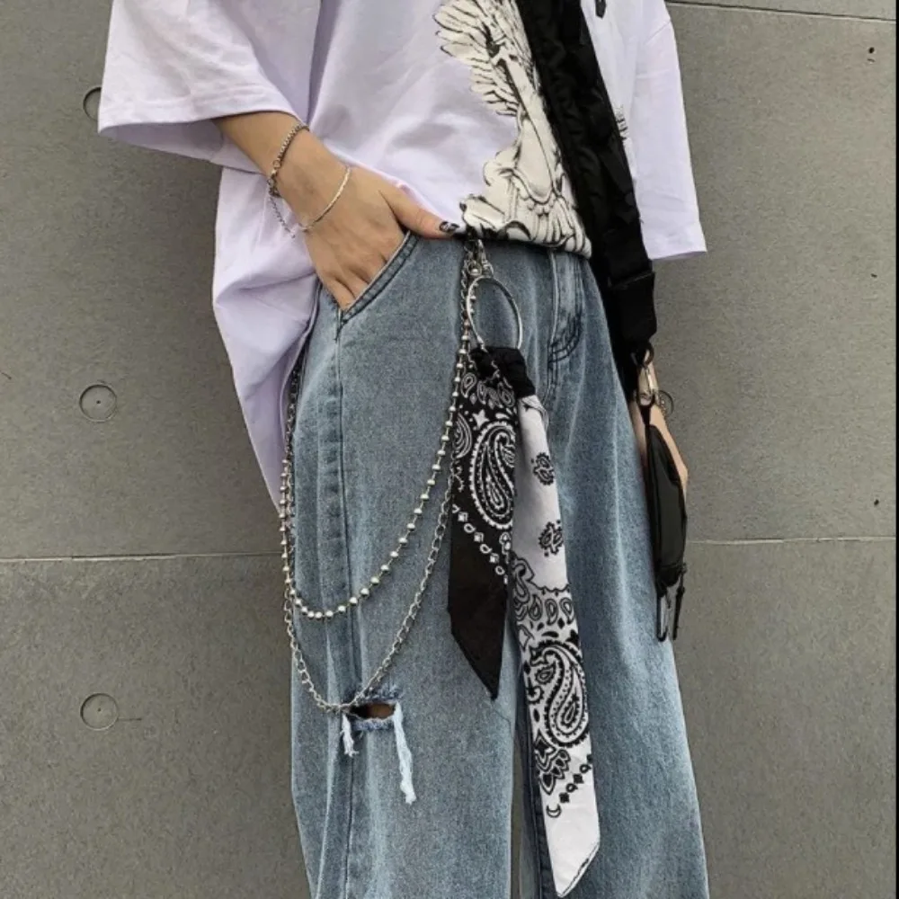 Ornament Hip Hop Square Schal Kette auf Jeans Unisex Metall Taille Kette Korean Street Square Schal Hosen Kette