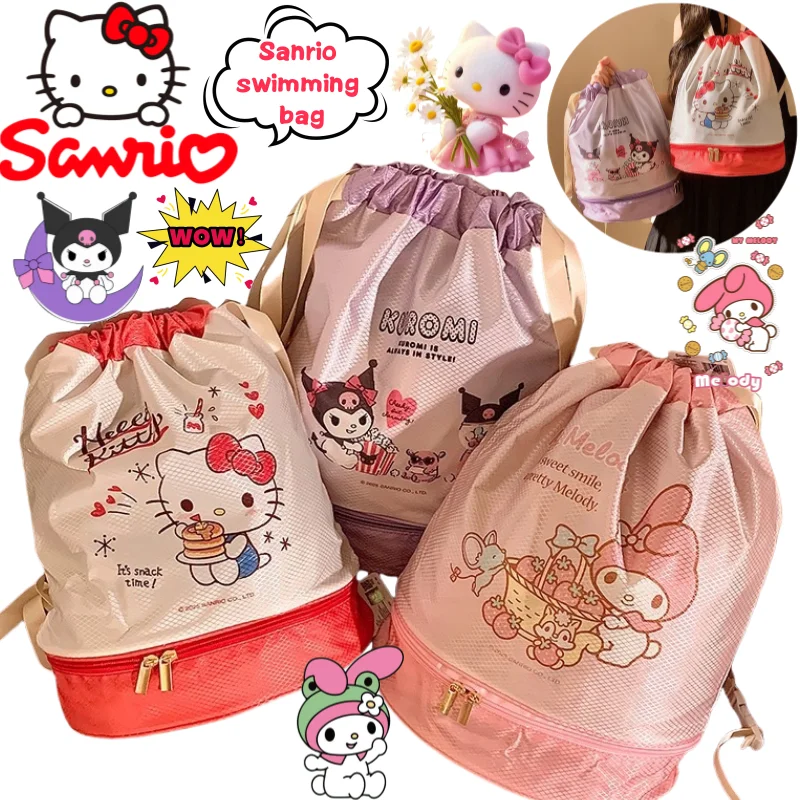 

Sanrio Hello Kitty My Melody Kuromi swimming bag creative high aesthetic cartoon large capacity portable toiletry storage bag