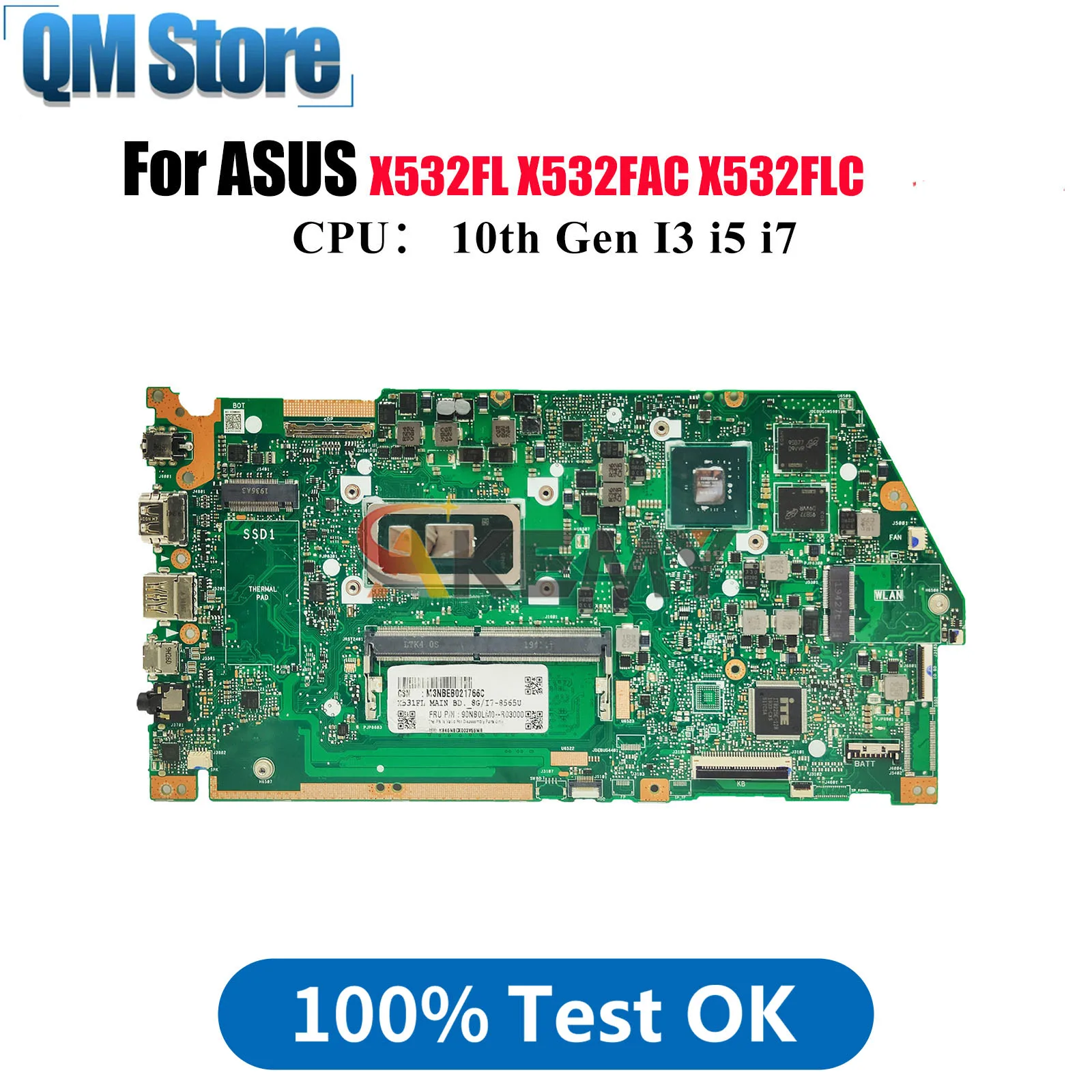

X532FL Материнская плата для ноутбука ASUS V532F S531F K532F S532F X532FAC K531F X532FLC V531F X532F S5500F Материнская плата 10-го поколения I3 i5 i7
