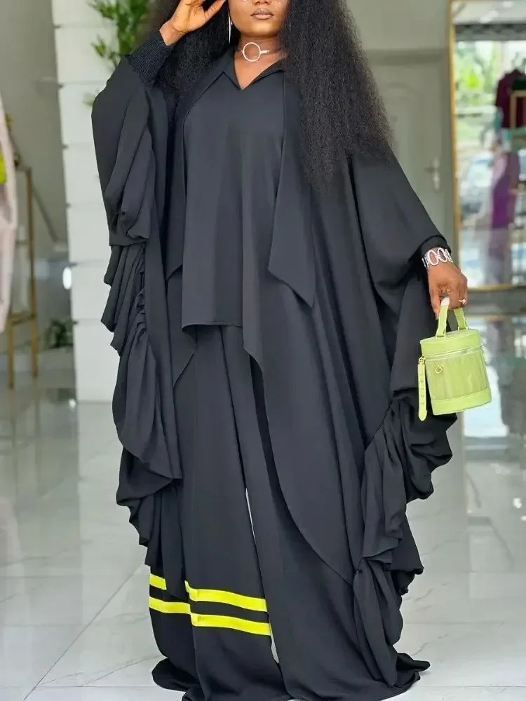 

Африканский комплект из двух предметов для женщин, элегантные широкие брюки Bubu с высокой талией, традиционные свободные халаты Дашики, длинный топ, этническая одежда