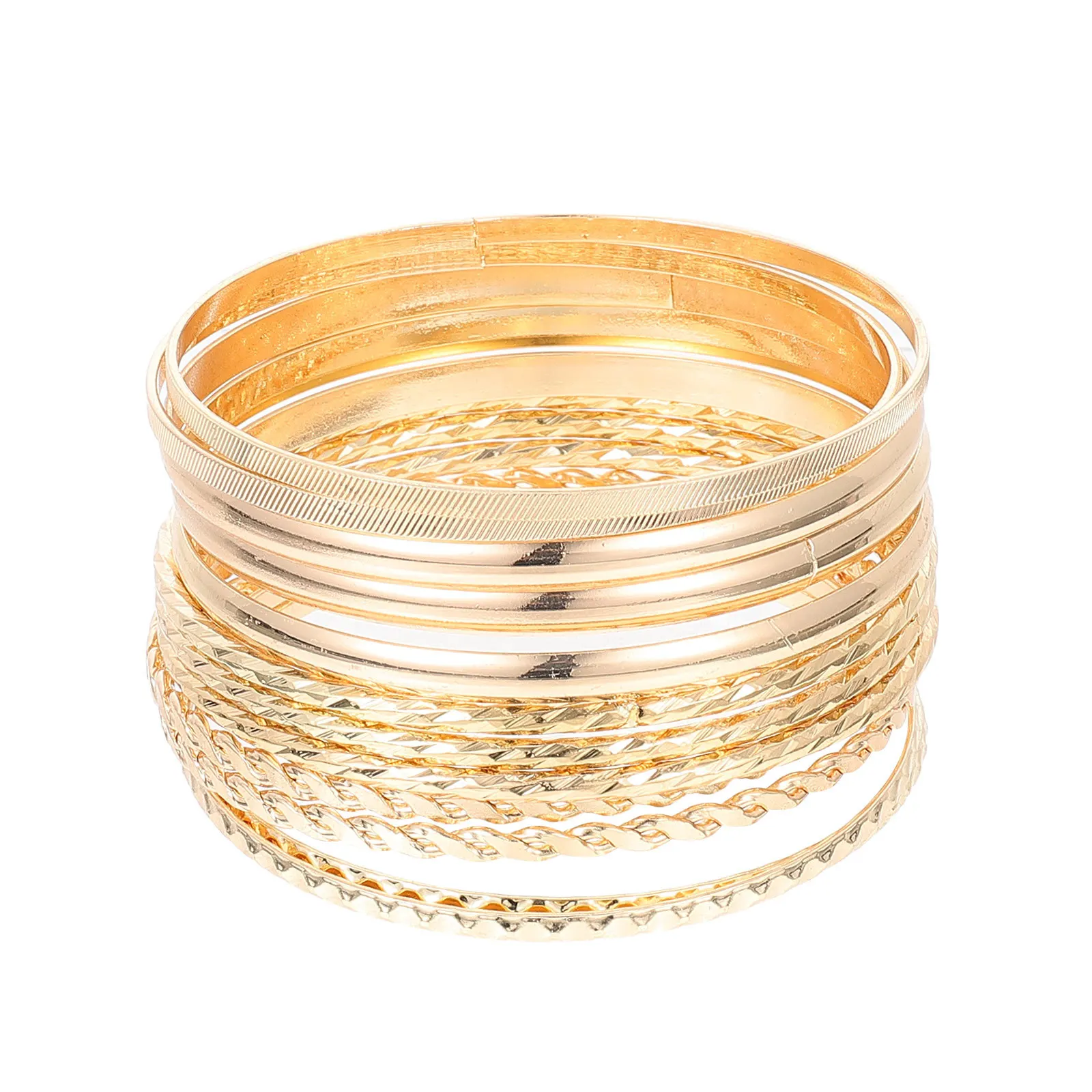 

12pcs Hand Bracelet Set Gold Bohemian Style Wrist Decorative For Women Festival Gift Alloy Multi-Layer Bracelets