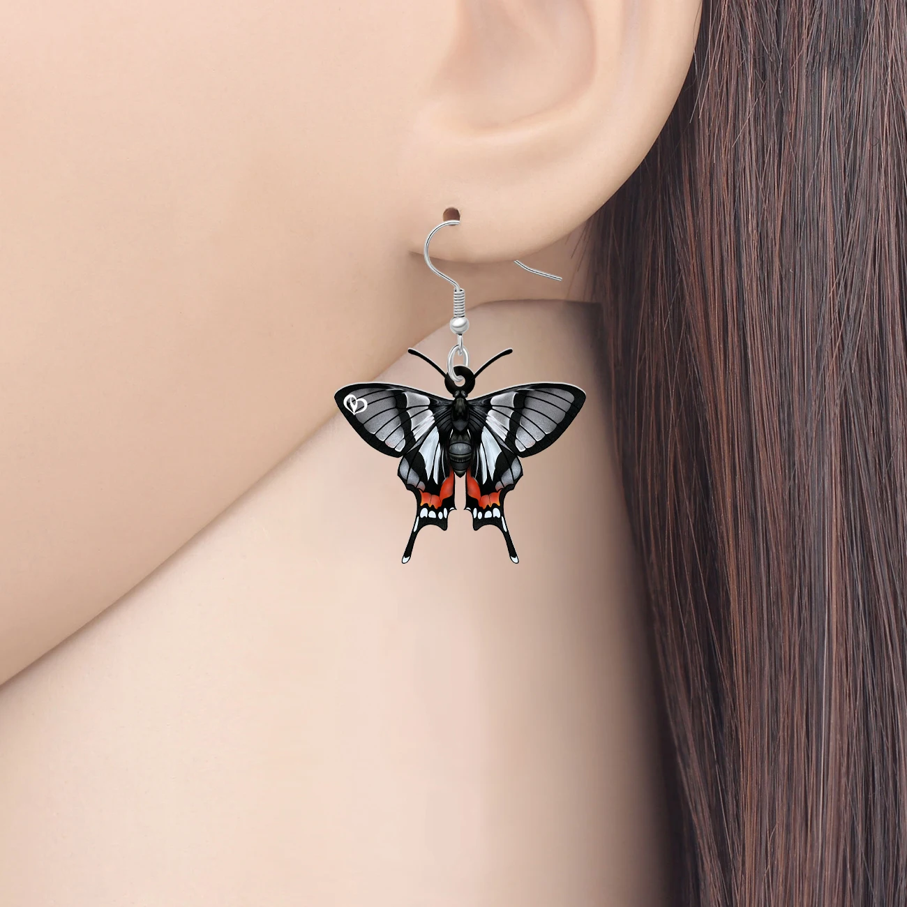 BONSNY Acrylic Grey Limenitis arthemis Butterfly Drop Dangle Earrings Spring Summer Jewelry Gifts For Women Girls Kids