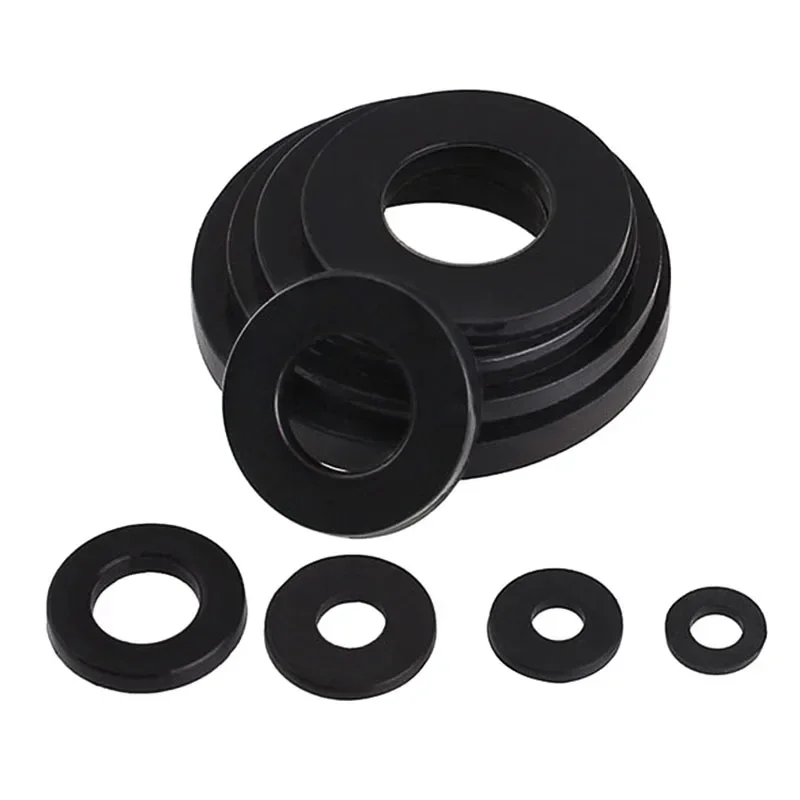 M2 M2.5 M3 M4 M5 M6 - M20 Czarna nylonowa płaska podkładka dystansowa Pierścień uszczelniający do śruby śrubowej