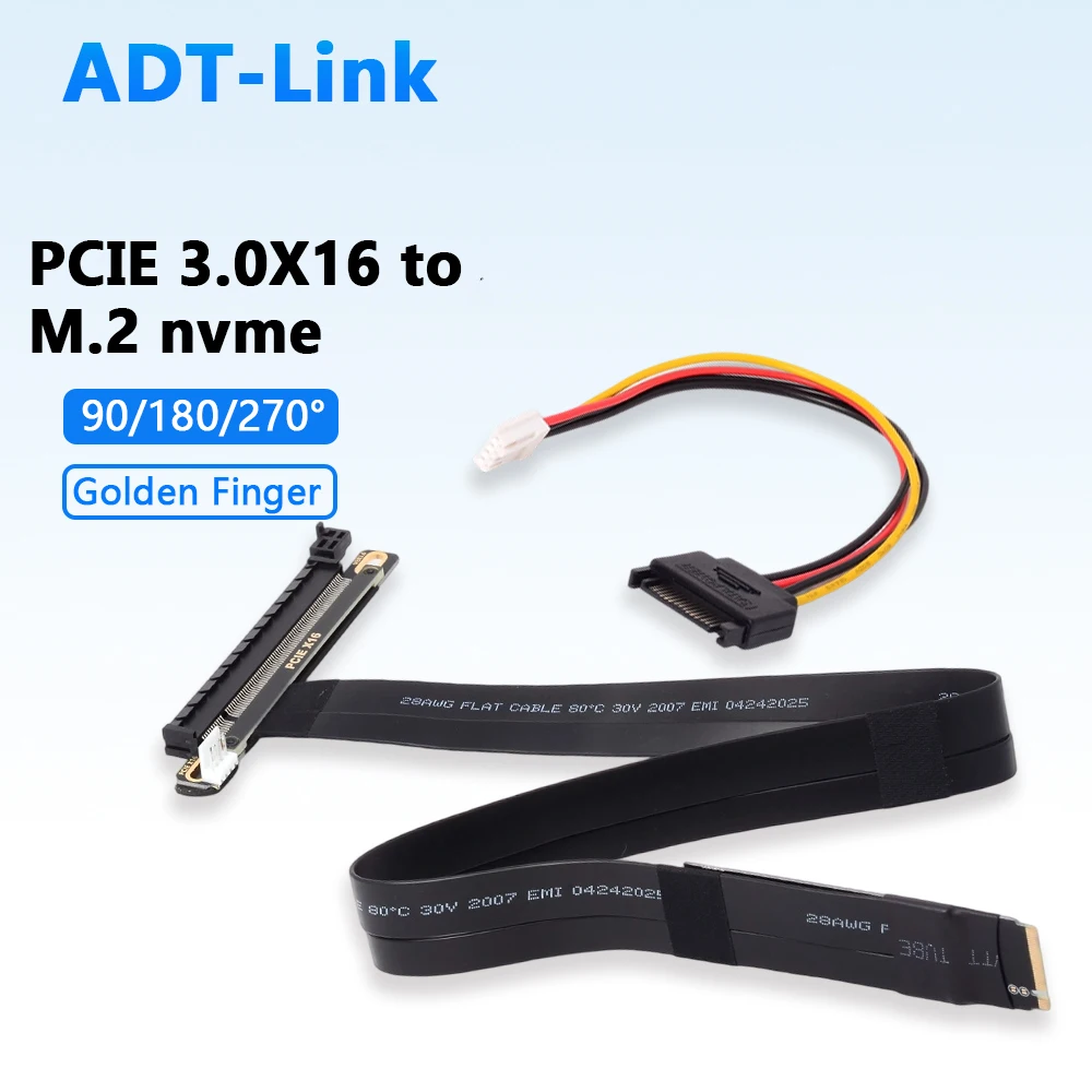 

PCIE 3.0 X16 To M. 2 Nvme Mkey Adapter Cable Riser 90 180 270 Degrees M2 Interface for External eGPU Capture Computing Network