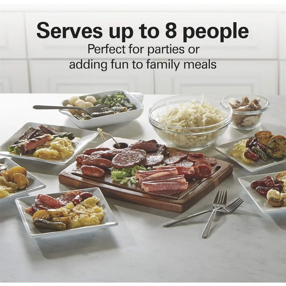 Electric Indoor Raclette Table Grill, PFAS-Free Serves up to 8 People for Parties and Family Fun, Includes 8 Warming Trays