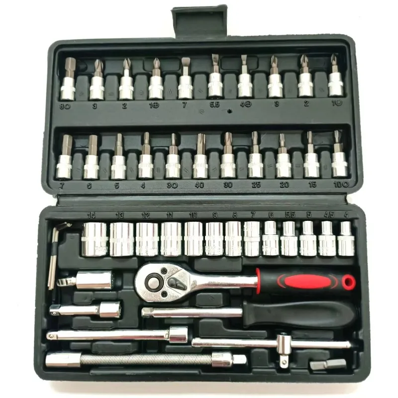 

SXLL 46-Piece Versatile Hand Tool Repair Kit Customizable OEM Auto Toolbox Sleeve Wrench with Hard Case for Home Professional Us