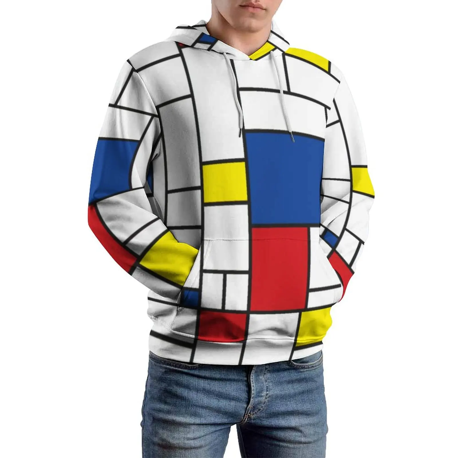 

Retro Mod Geometry Loose Hoodies Geometric Modern Art Modern Pullover Hoodie Male Long Sleeve Oversize Street Wear Clothes