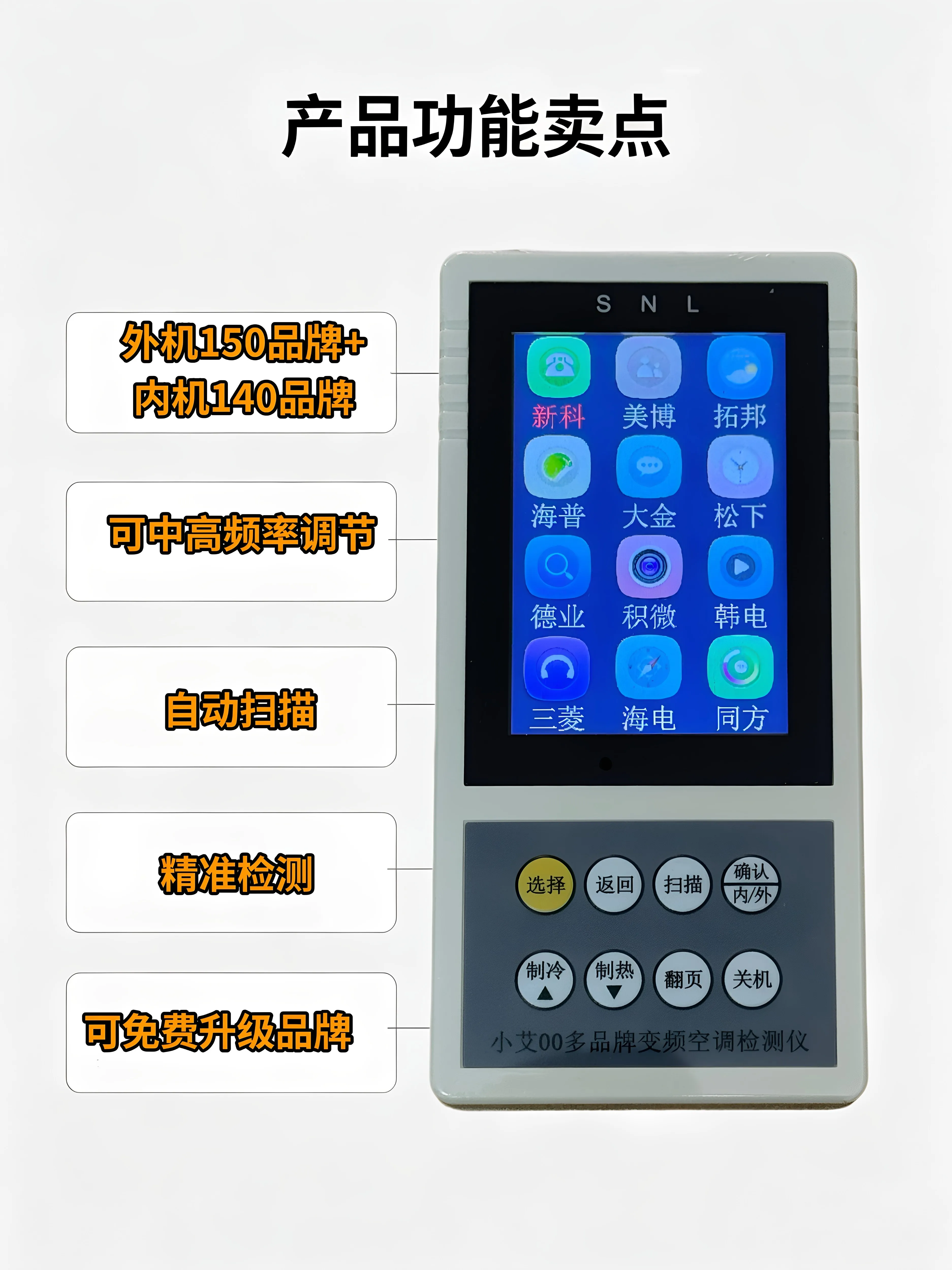 Inverter Air Conditioner Diagnostic Tester 00 Model Multi‑Brand Indoor & Outdoor Unit Repair Tool With One‑Click Scan Function