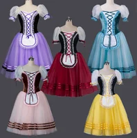 Traje de actuación en escenario para niñas y mujeres, vestidos largos de baile de Ballet, vestido rojo con tutú de bailarina de danza de Ballet Giselle