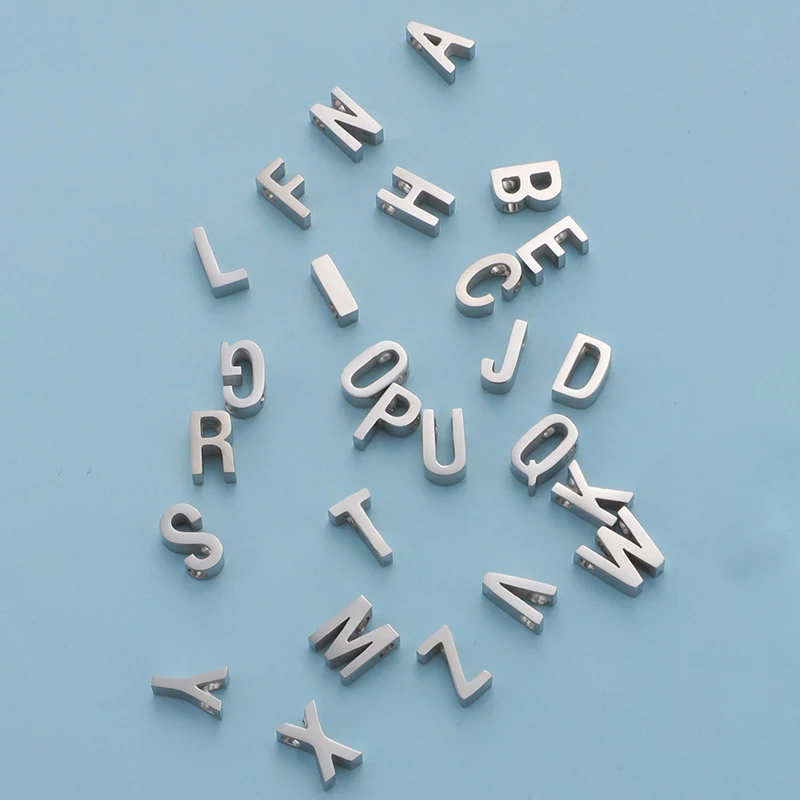 Fnixtar 5Pcs Stainless Steel Mirror Polished Initials Beads Hole 1.8mm Alphabet Letters Bead For DIY Making Bracelets Necklaces