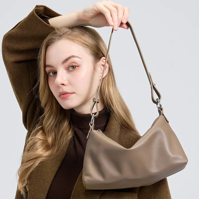 

New Full Grain Leather Women's Underarm Bag - Minimalist Square Shoulder Bag for Urban Commuting, Versatile Crossbody Purse