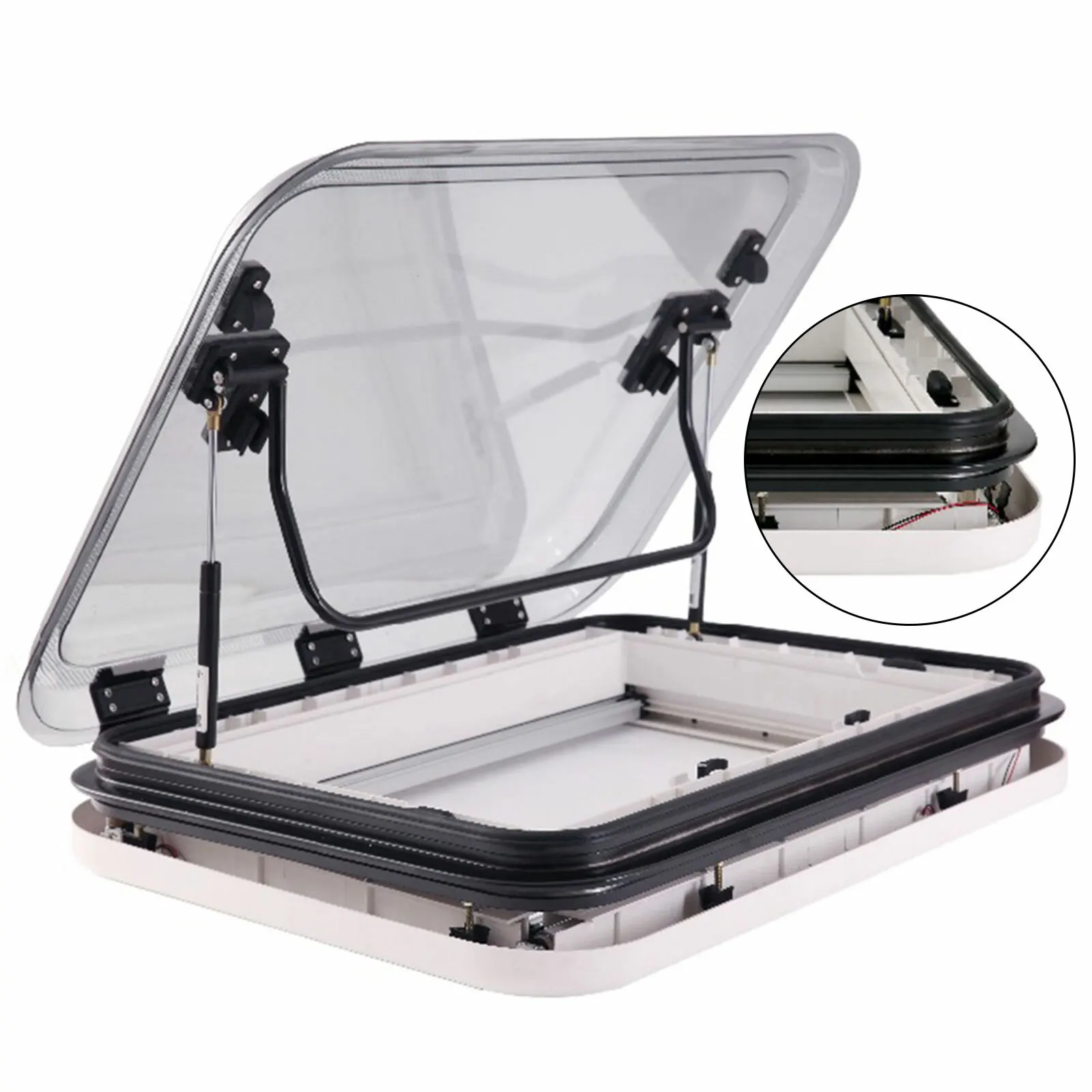 700x500mm RV Dakraam Dakraam Vent Hatch met LED Licht Aluminium Frame voor Camper Caravan