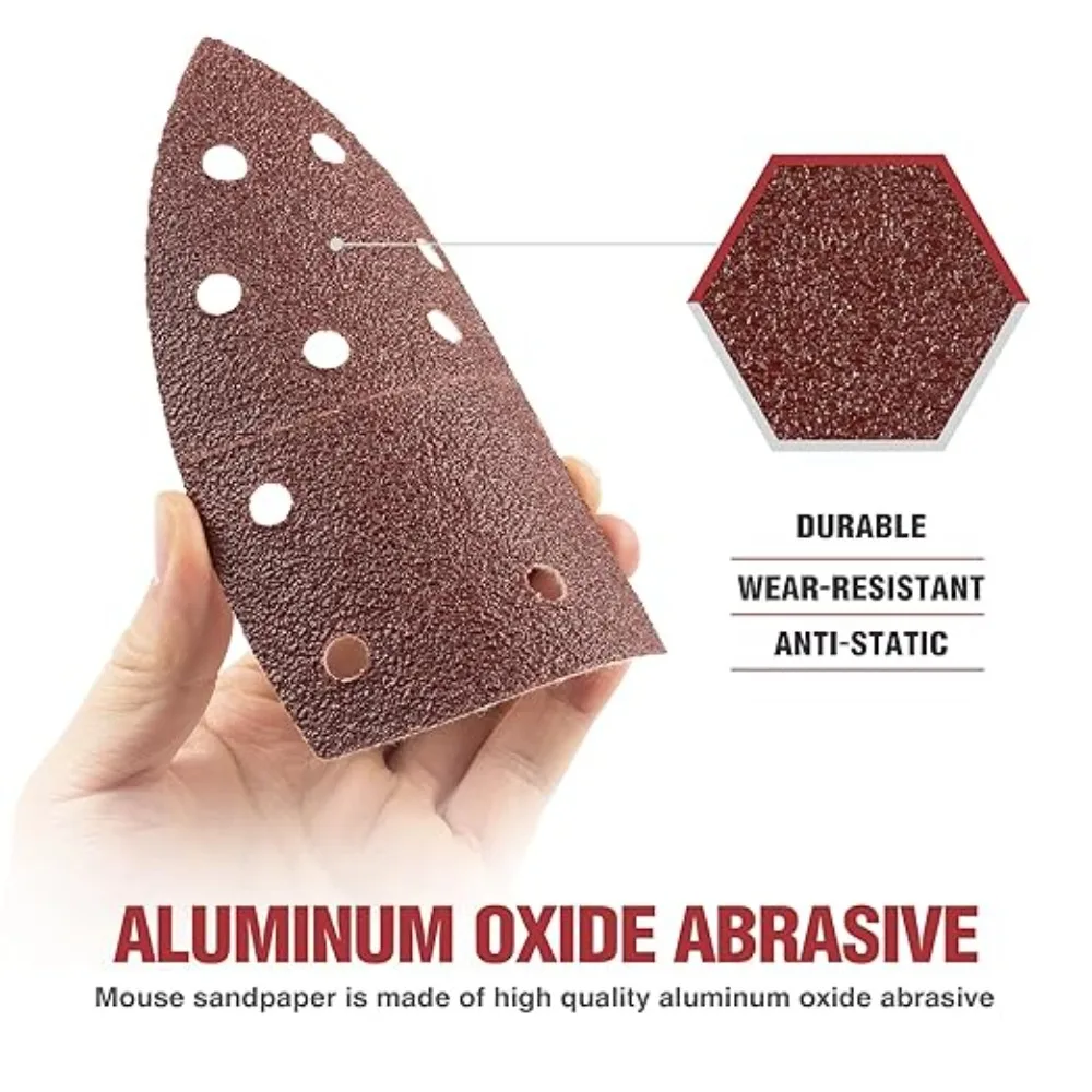 1-160Pcs 11Holes Mouse Sander Sandpaper Triangule Sandpaper 40-2000 Grits Paper Triangle Sanding Disc Abrasive Sander Sand Paper