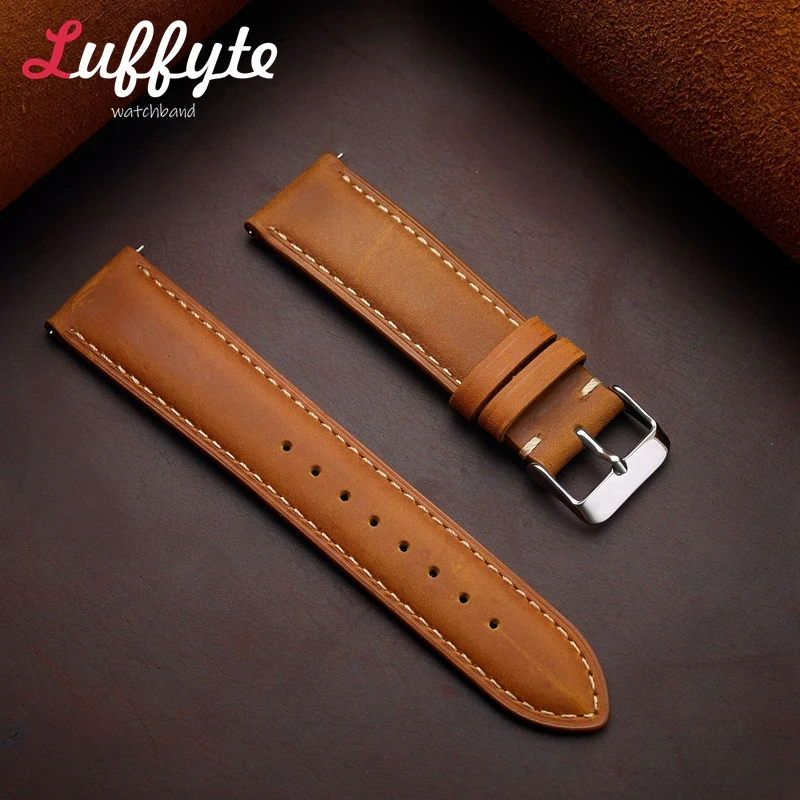

Women's and Men's Genuine Leather Wristwatch Strap 14/16/18/20/22mm Wrist Bracelets Quick Release Replacement Wristband