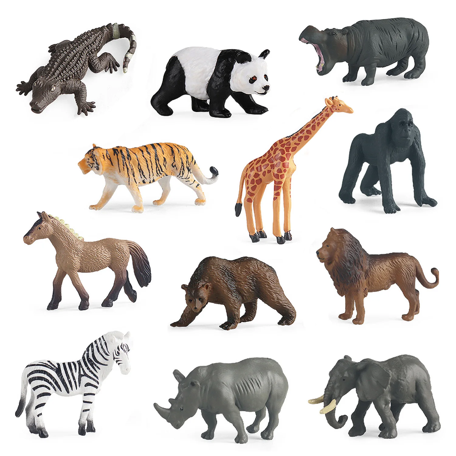 

Mini Jungle Animal Figures Toy - 12PCS Plastic Tiny Forest Zoo Will Animal Figurines Cake Toppers Party Favor