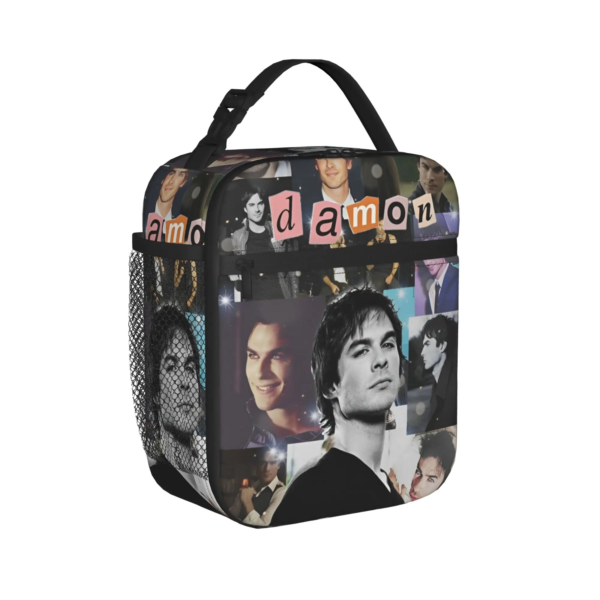 Damon Salvatore Insulated Lunch Bag Thermal Bag Reusable,Meal Container The Vampire Diaries Portable Lunch Box Tote Food Handbag