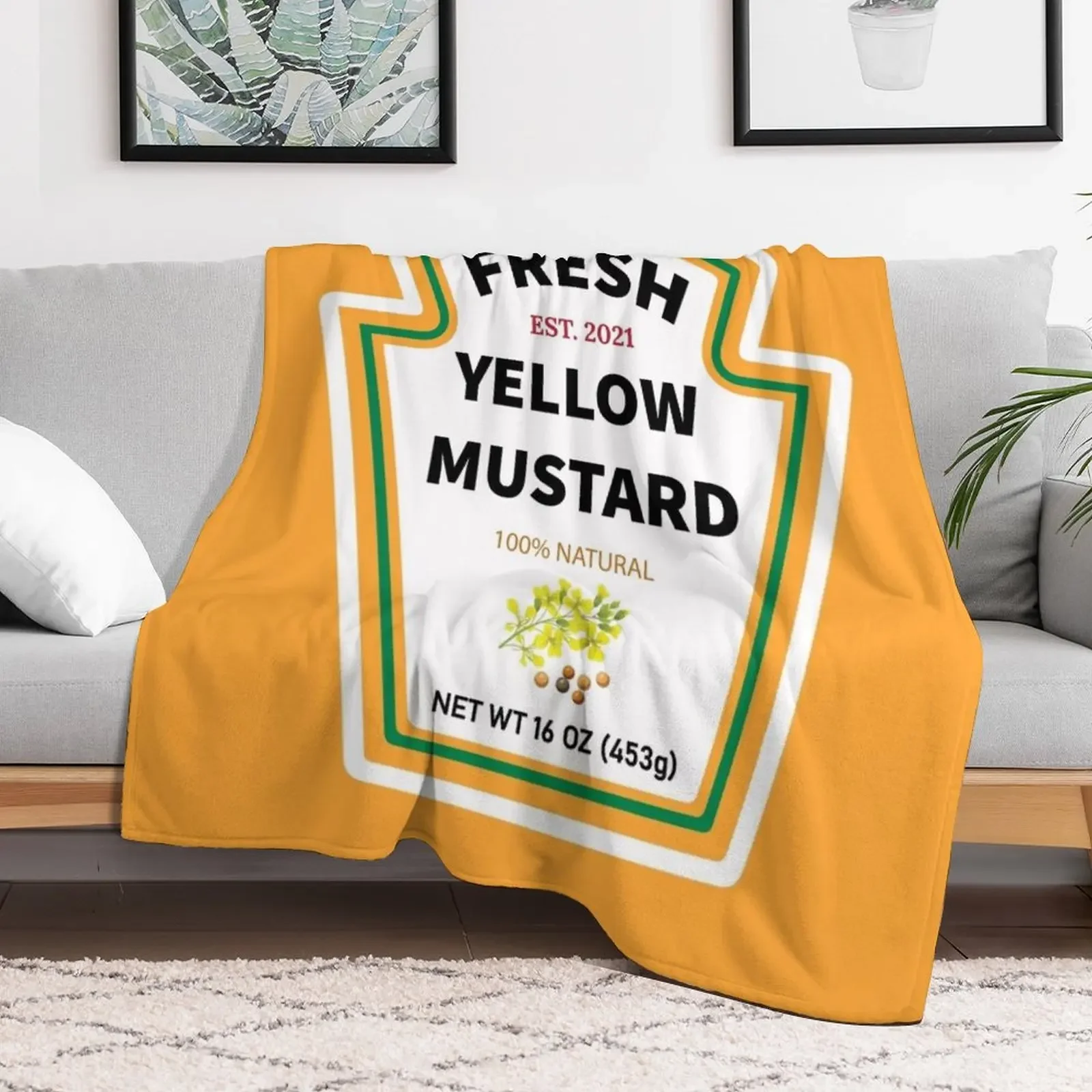 Fresh Yellow Mustard Halloween Costume Throw Blanket Large Soft Plush Plaid Vintage Bed Blankets