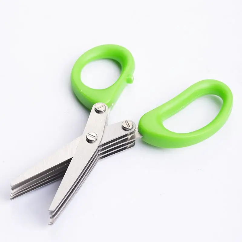 Multi-functional Stainless Steel 3/5 Layer Kitchen Scissors Pepper Shredded Chopped Scallion Cutter Laver Cut Cooking Tool